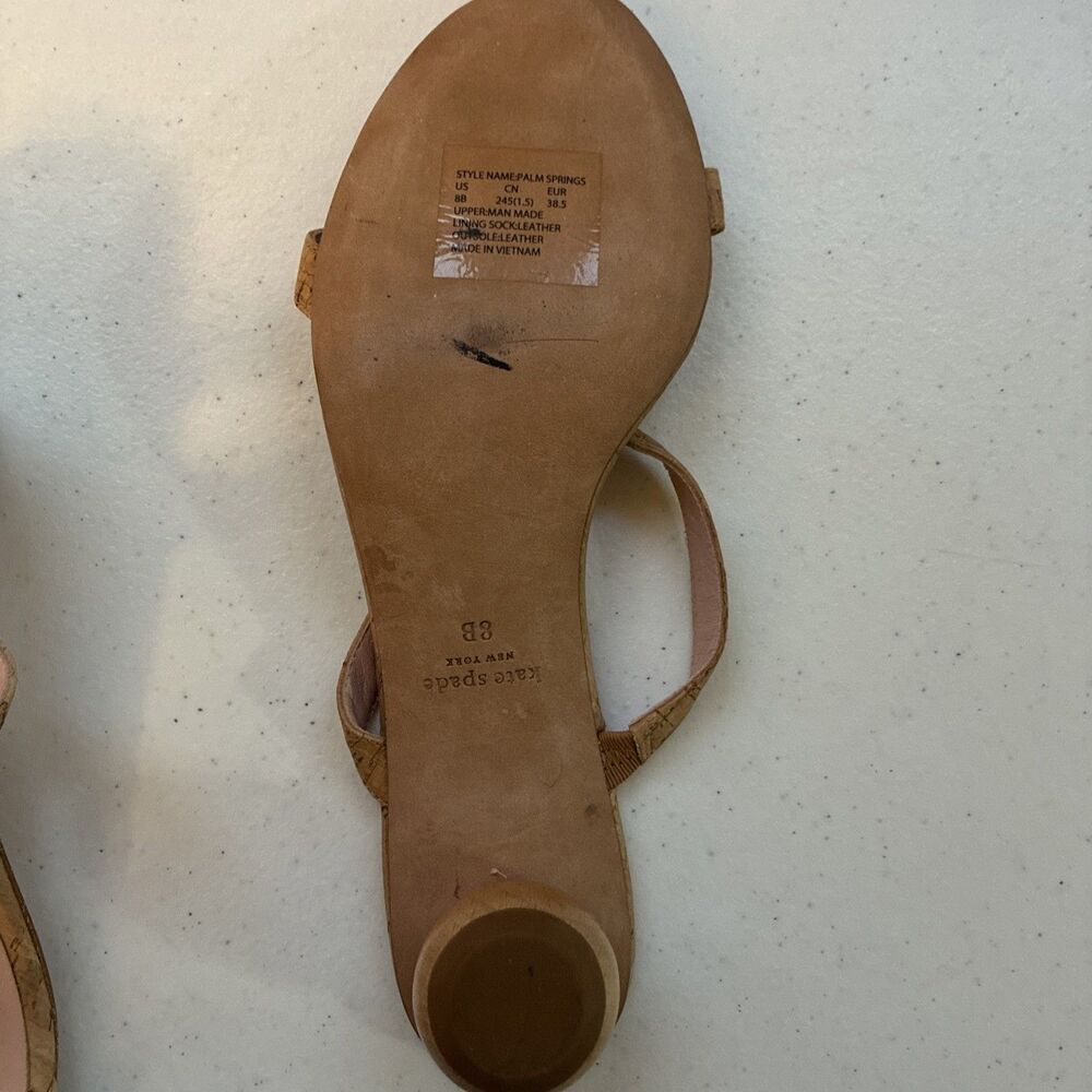 Kate Spade Sandal Women’s New York Palm Springs Leather Slide Natural Sz 8B Shoe - Picture 3 of 15